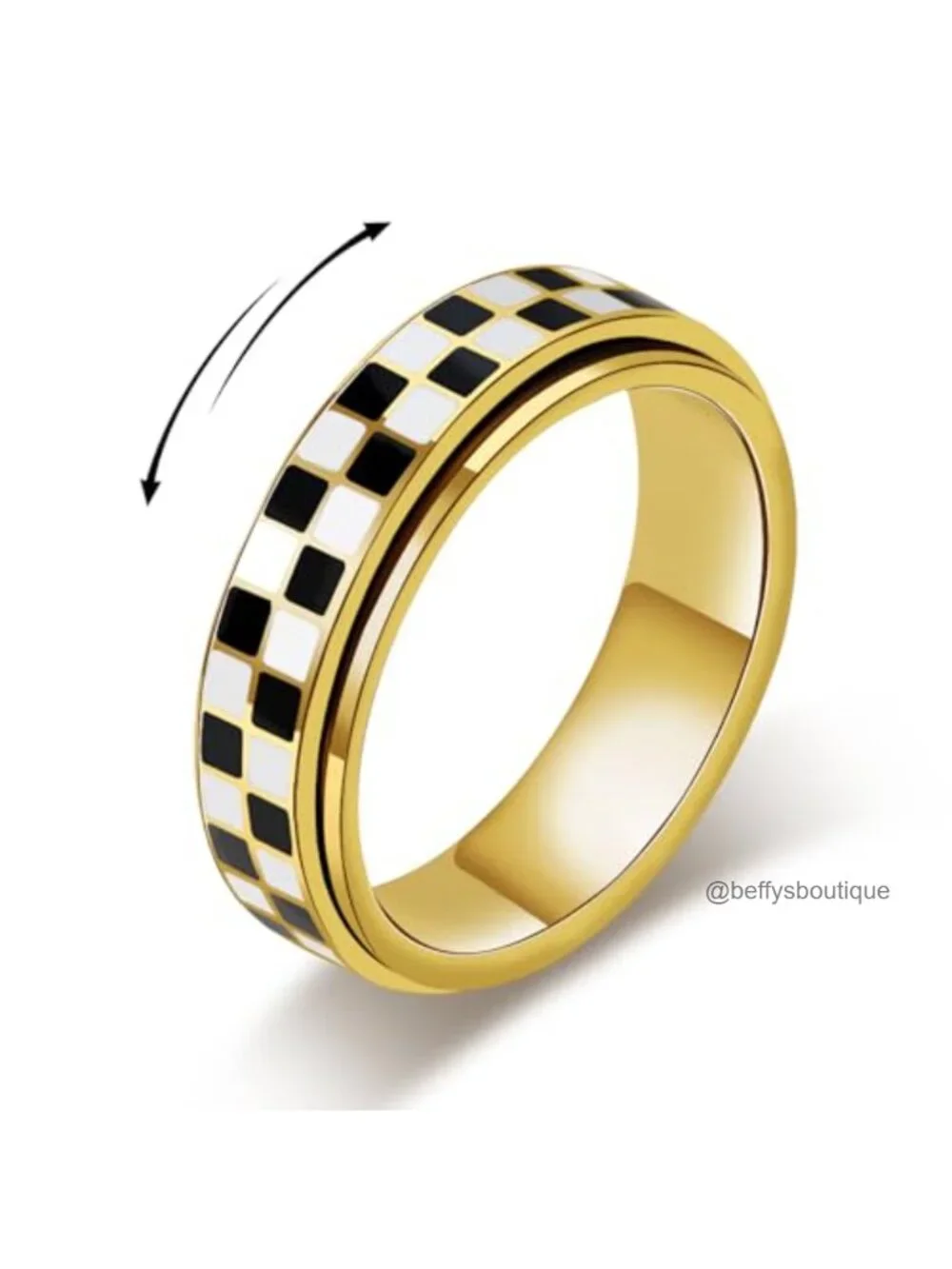 18K Gold Plated Stainless Steel Spinner Ring for Anxiety Relief, Fidget